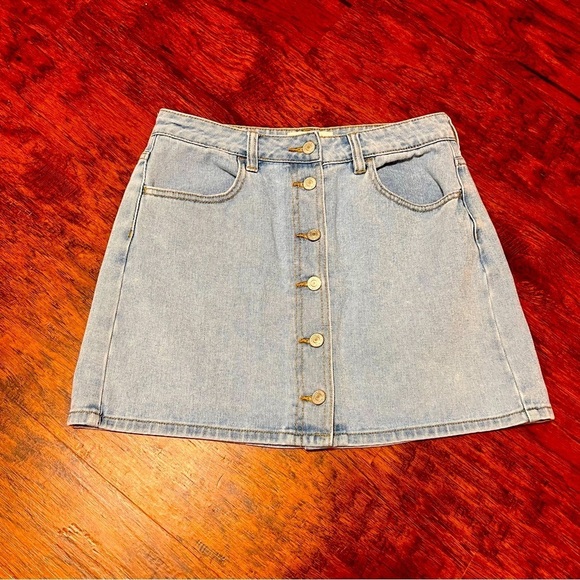 Pacsun Jean Skirt Button-Down Denim Mini Skirt Y2K Light Wash Women’s Size 27 - Picture 1 of 7
